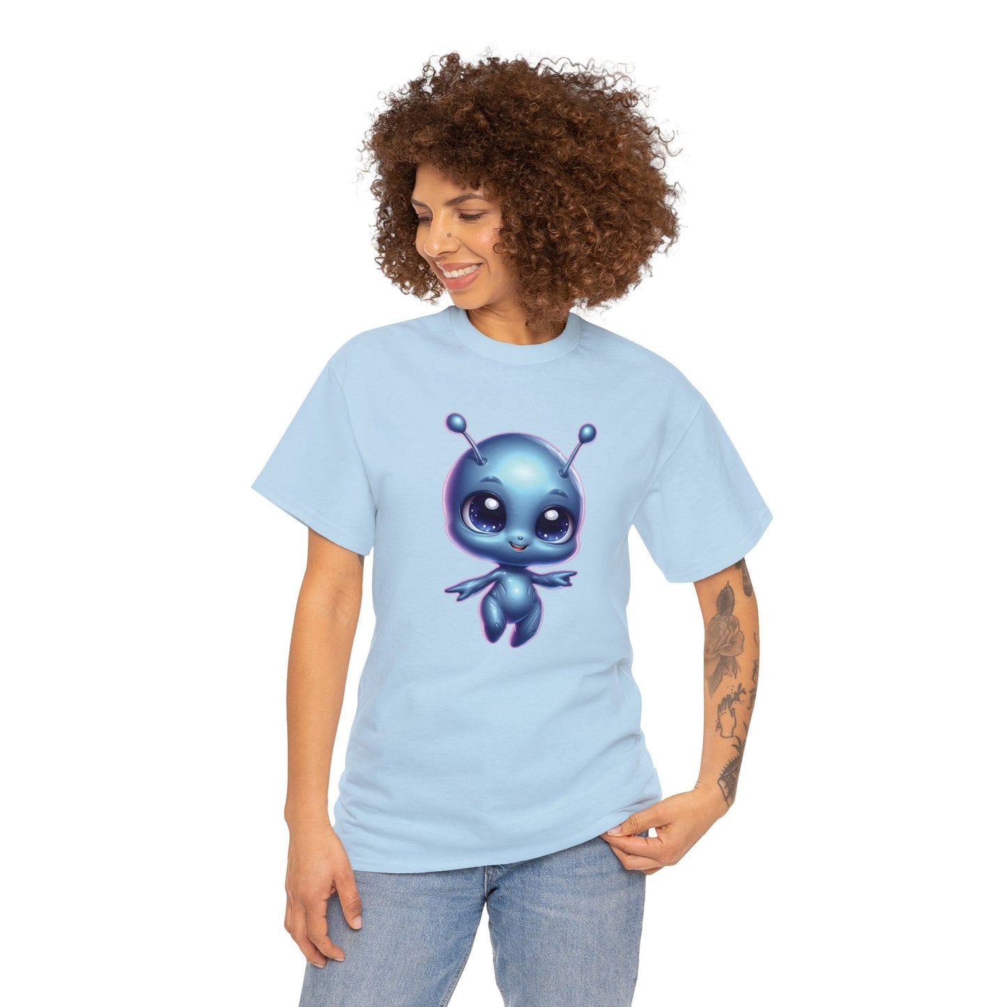 Cosmic Cutie Dancing - Adorable Alien Unisex Heavy Cotton Tee - Available up to 5XL - Unchained Creation
