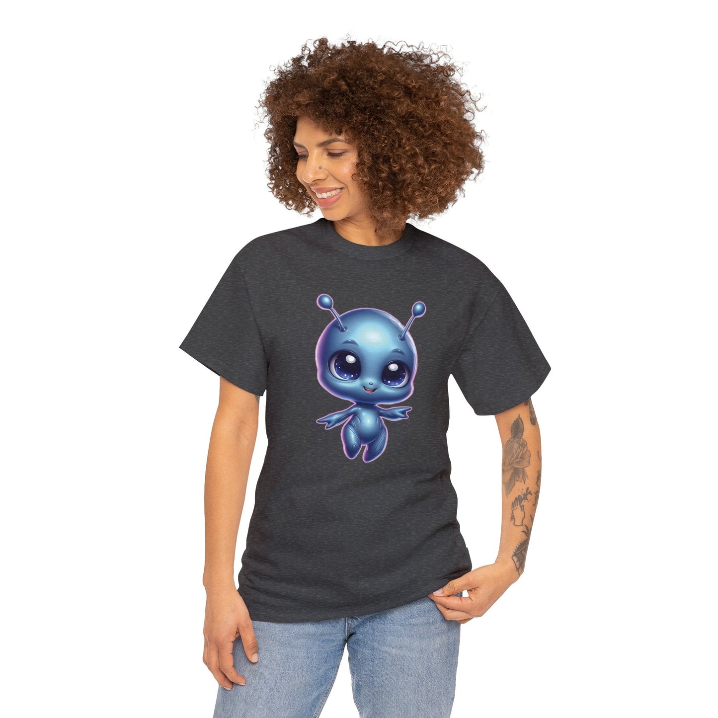 Cosmic Cutie Dancing - Adorable Alien Unisex Heavy Cotton Tee - Available up to 5XL - Unchained Creation