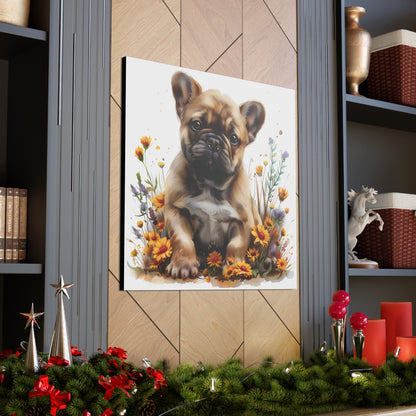 "Adorable Tan French Bulldog" - Canvas Print