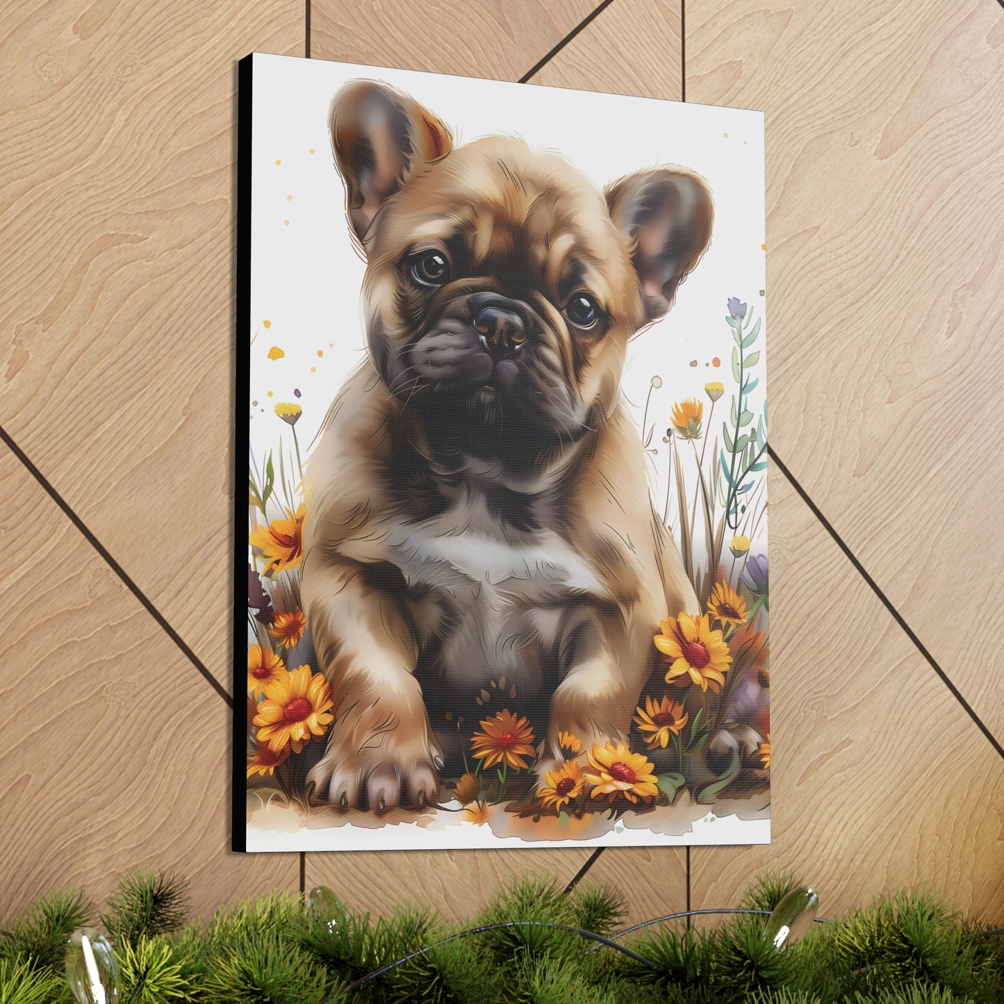 "Adorable Tan French Bulldog" - Canvas Print