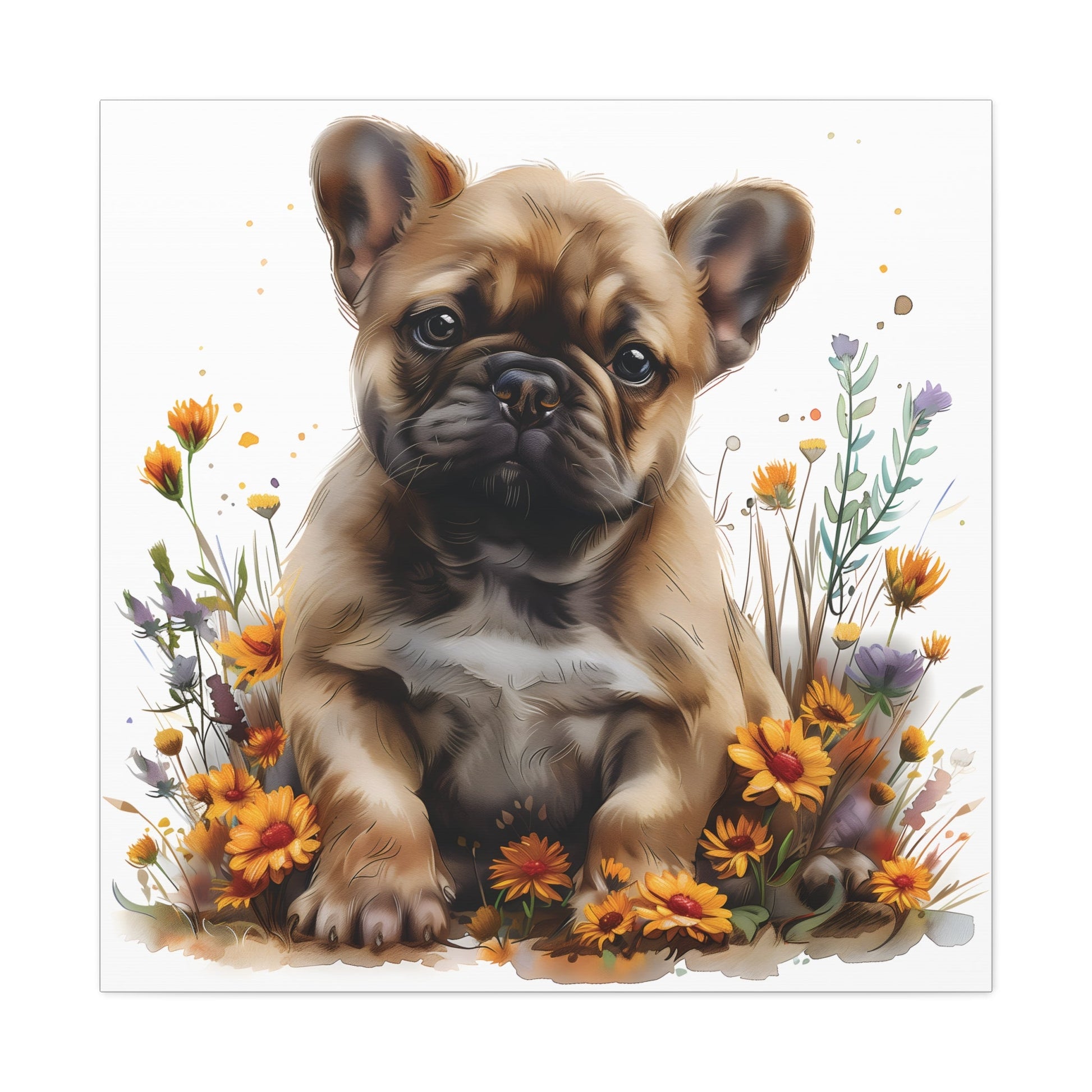 "Adorable Tan French Bulldog" - Canvas Print - Unchained Creation