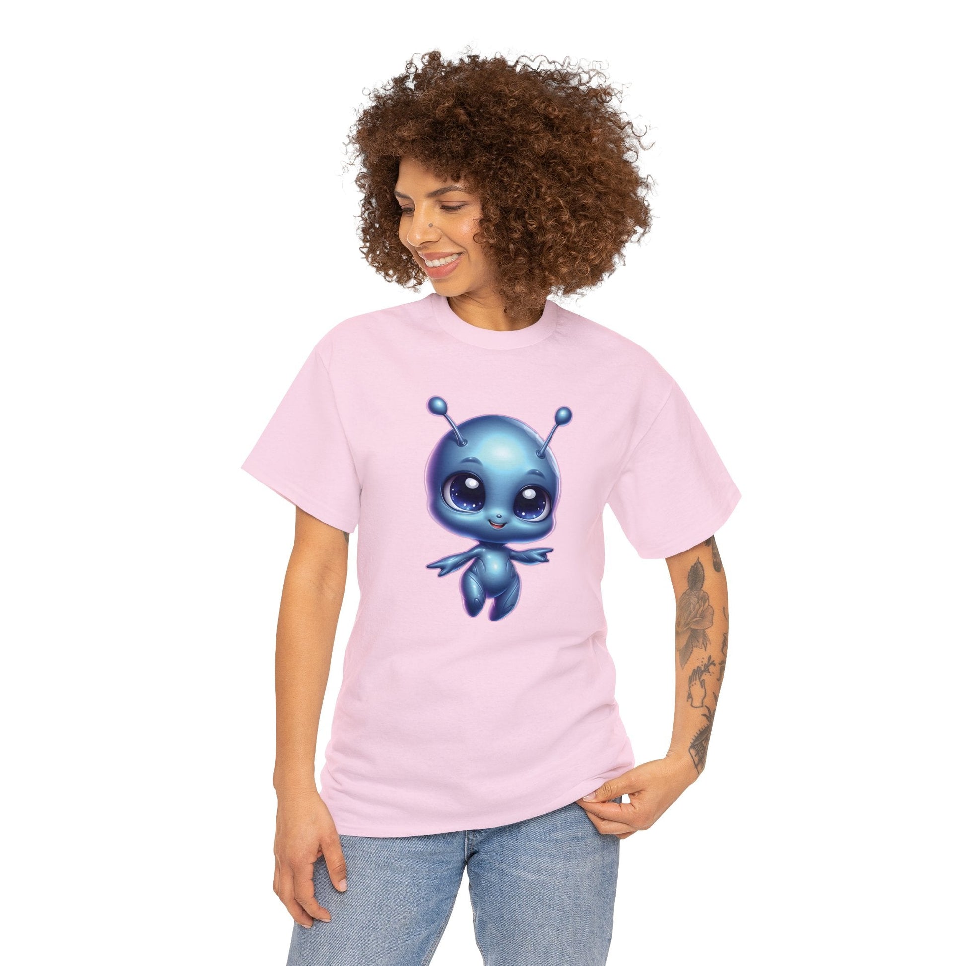 Cosmic Cutie Dancing - Adorable Alien Unisex Heavy Cotton Tee - Available up to 5XL - Unchained Creation